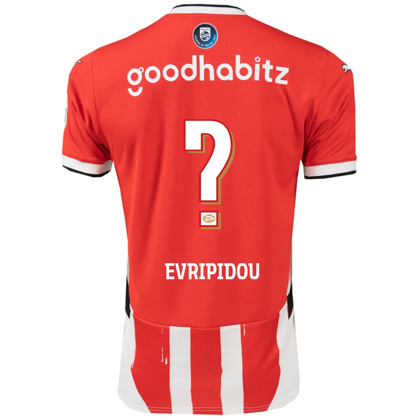 Férfi Konstantinos Evripidou #0 Piros Fehér Hazai Jersey 2024/25 Mez Póló Ing