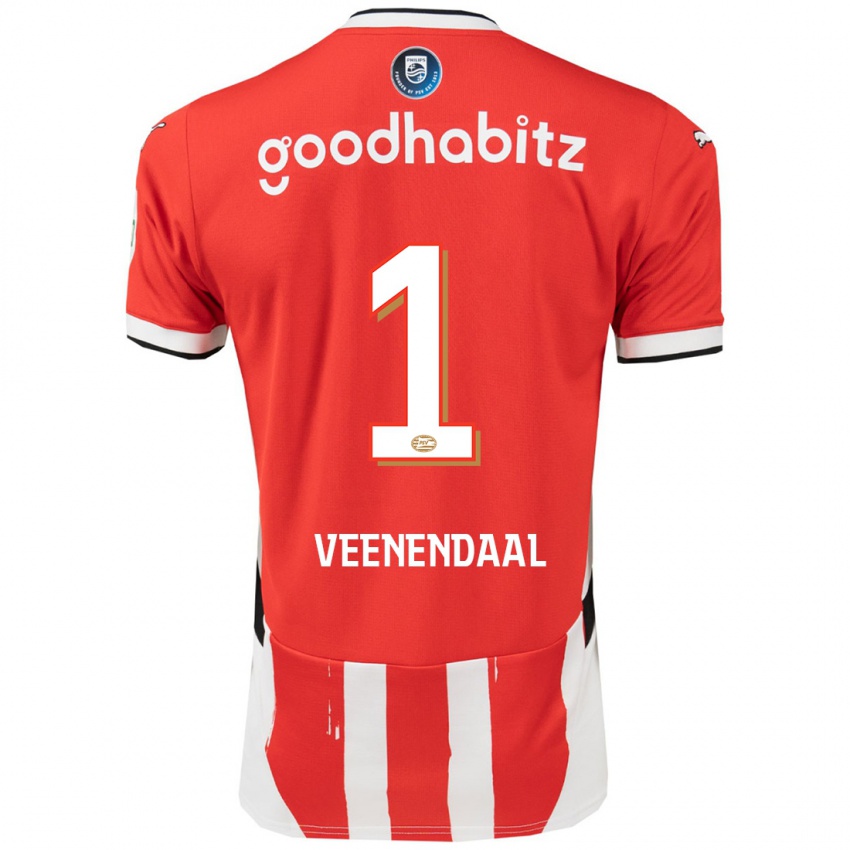 Férfi Sari Van Veenendaal #1 Piros Fehér Hazai Jersey 2024/25 Mez Póló Ing