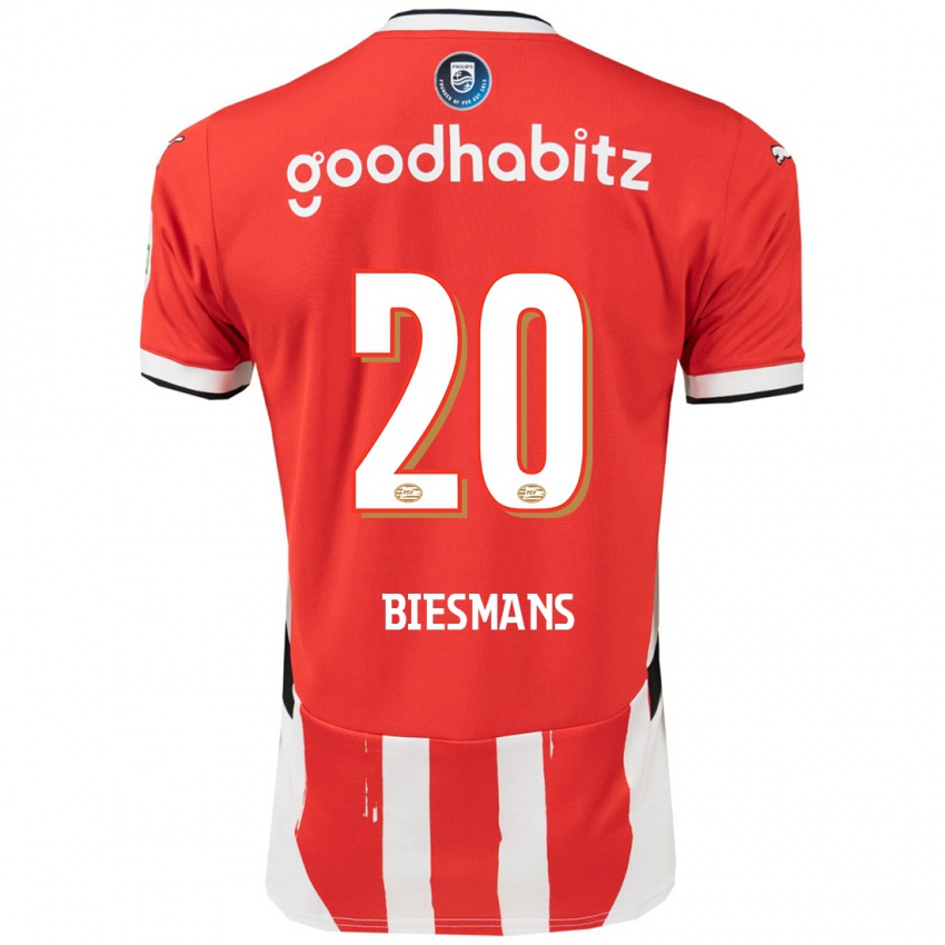 Férfi Julie Biesmans #20 Piros Fehér Hazai Jersey 2024/25 Mez Póló Ing