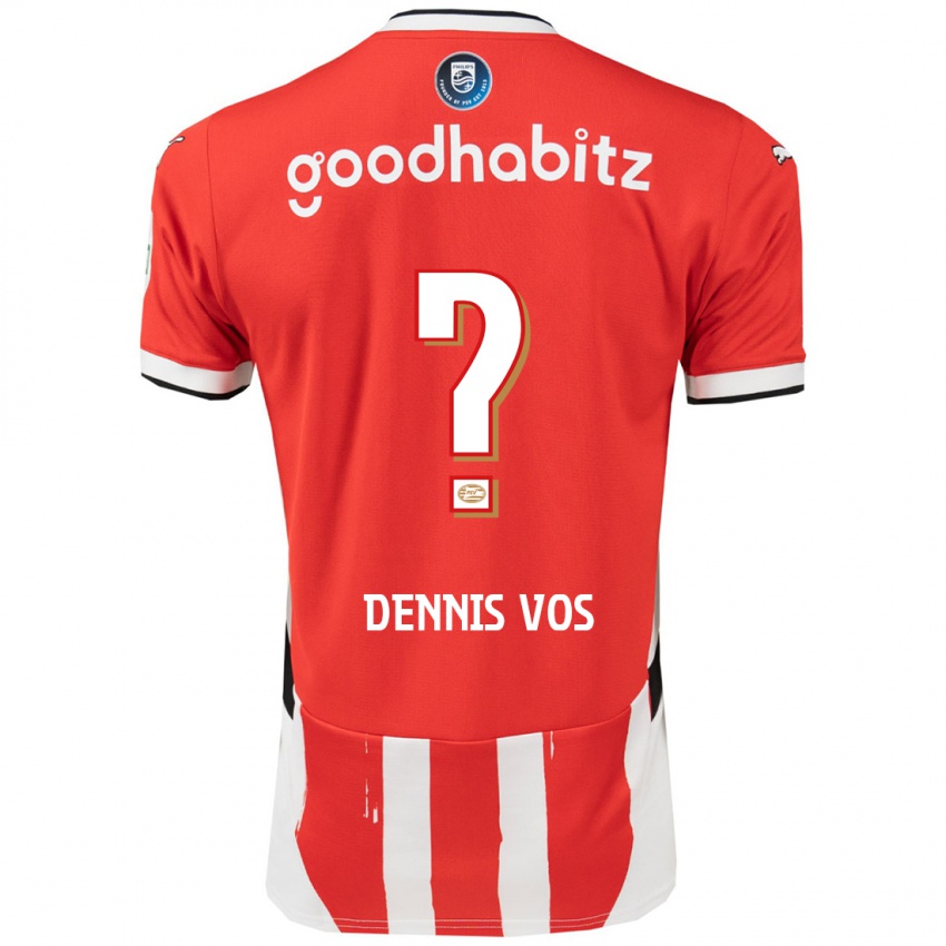 Férfi Dennis Vos #0 Piros Fehér Hazai Jersey 2024/25 Mez Póló Ing