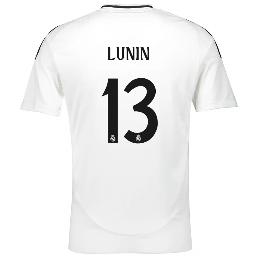 Férfi Andriy Lunin #13 Fehér Hazai Jersey 2024/25 Mez Póló Ing