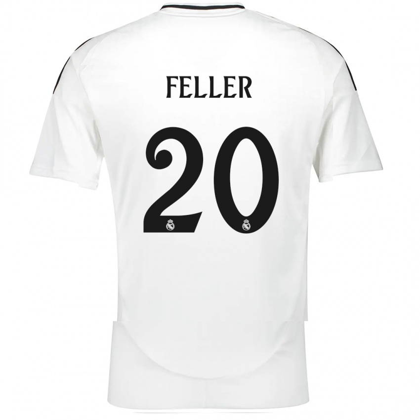 Férfi Naomie Feller #20 Fehér Hazai Jersey 2024/25 Mez Póló Ing