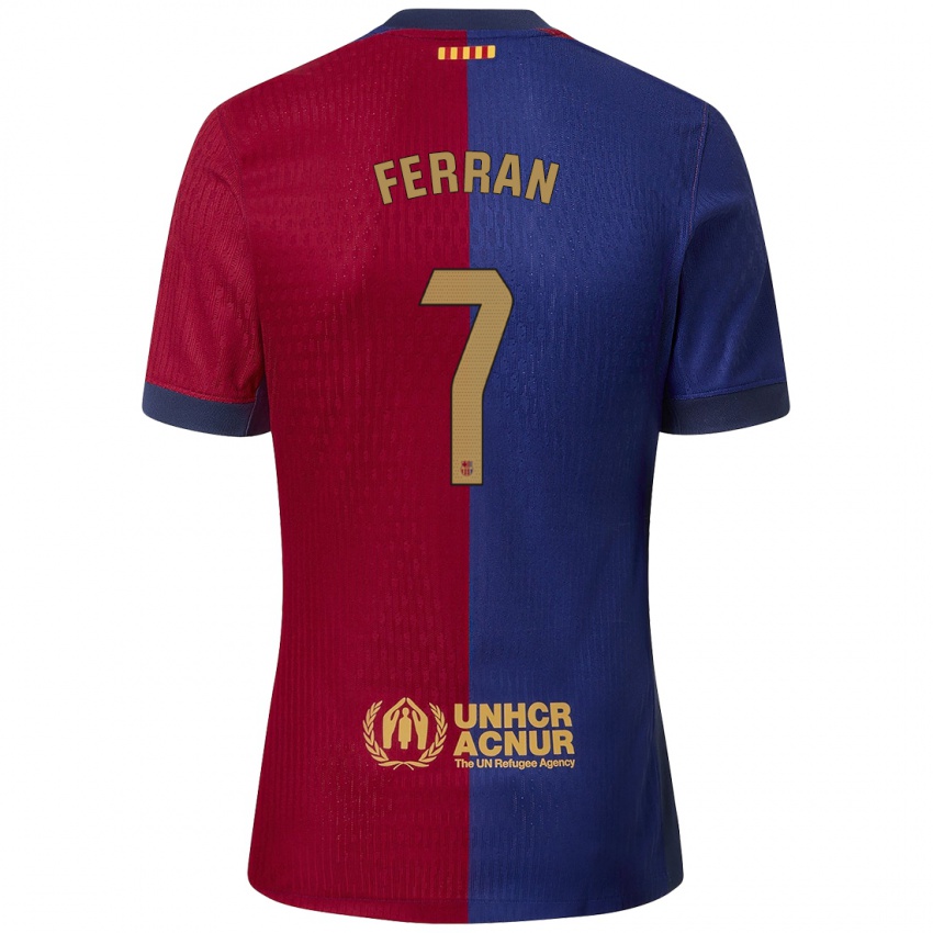 Férfi Ferran Torres #7 Kék Piros Hazai Jersey 2024/25 Mez Póló Ing