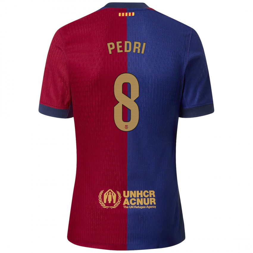 Férfi Pedri #8 Kék Piros Hazai Jersey 2024/25 Mez Póló Ing