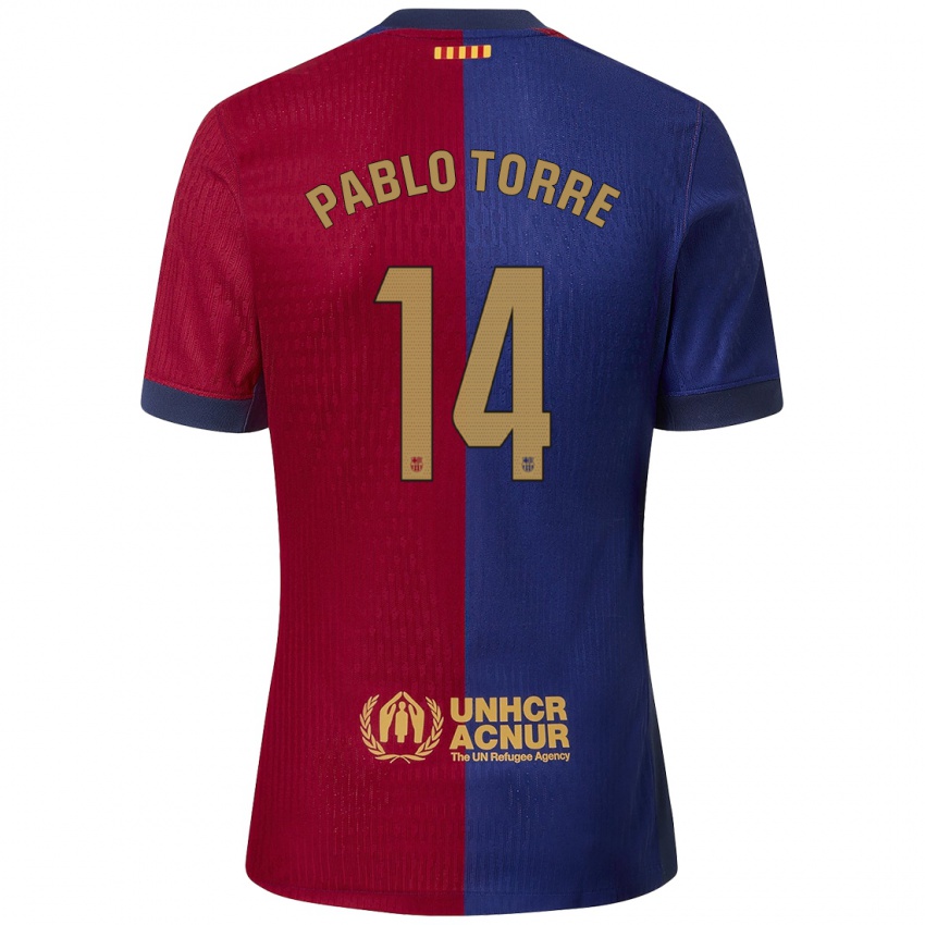 Férfi Pablo Torre #14 Kék Piros Hazai Jersey 2024/25 Mez Póló Ing