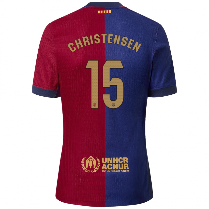 Férfi Andreas Christensen #15 Kék Piros Hazai Jersey 2024/25 Mez Póló Ing