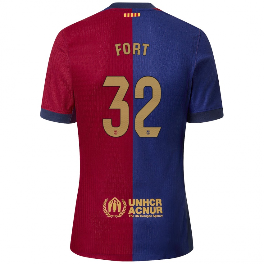 Férfi Héctor Fort #32 Kék Piros Hazai Jersey 2024/25 Mez Póló Ing