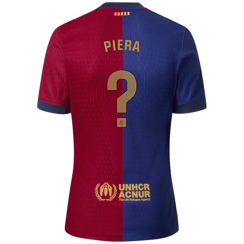 Férfi Juan Piera #0 Kék Piros Hazai Jersey 2024/25 Mez Póló Ing