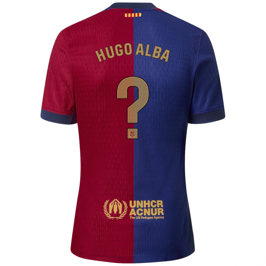 Férfi Hugo Alba #0 Kék Piros Hazai Jersey 2024/25 Mez Póló Ing