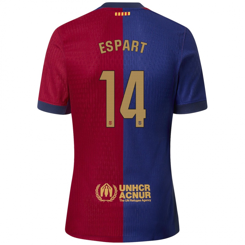 Férfi Xavi Espart #14 Kék Piros Hazai Jersey 2024/25 Mez Póló Ing