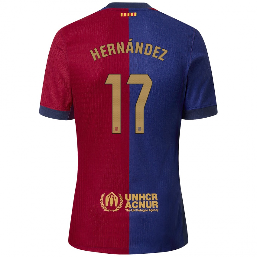 Férfi Juan Hernández #17 Kék Piros Hazai Jersey 2024/25 Mez Póló Ing