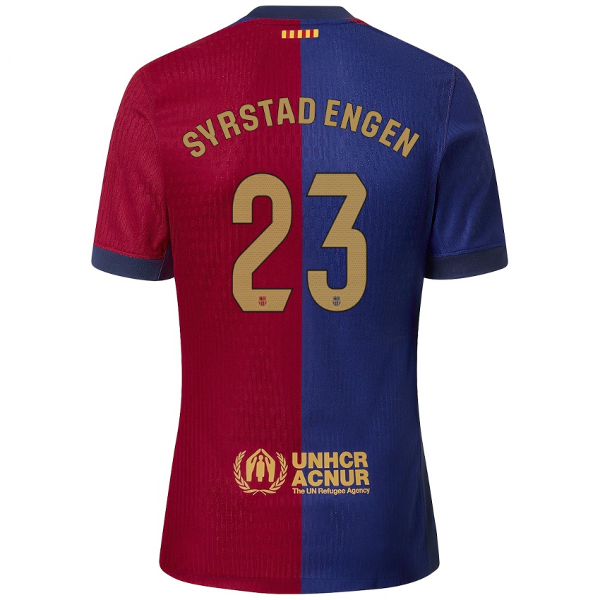 Férfi Ingrid Syrstad Engen #23 Kék Piros Hazai Jersey 2024/25 Mez Póló Ing