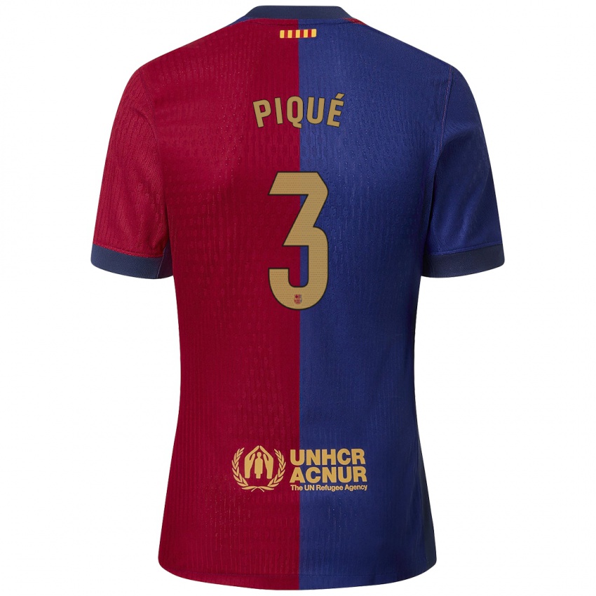 Férfi Gerard Pique #3 Kék Piros Hazai Jersey 2024/25 Mez Póló Ing