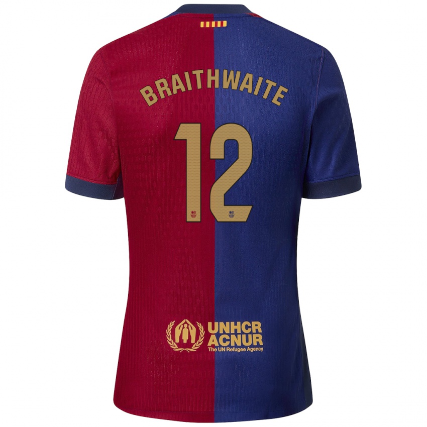 Férfi Martin Braithwaite #12 Kék Piros Hazai Jersey 2024/25 Mez Póló Ing