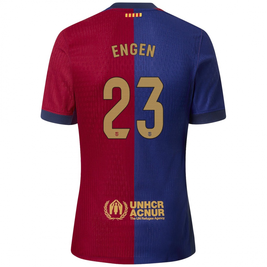 Férfi Ingrid Engen #23 Kék Piros Hazai Jersey 2024/25 Mez Póló Ing