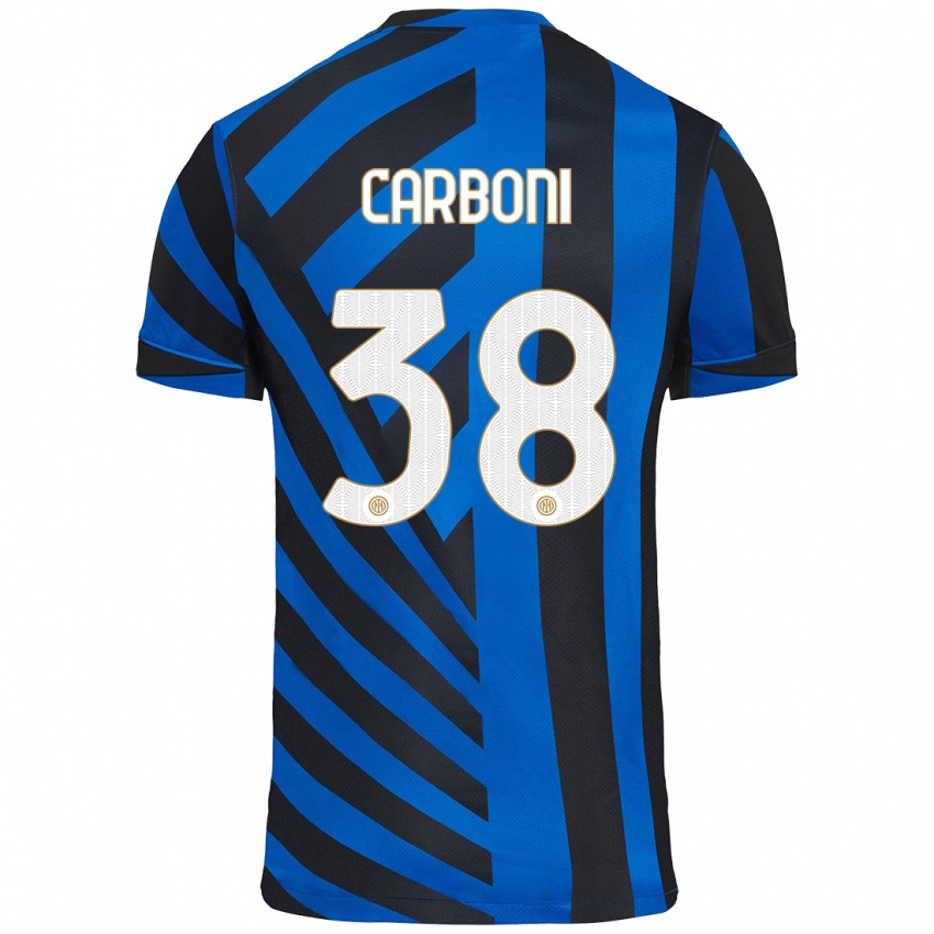 Férfi Valentin Carboni #38 Kék Fekete Hazai Jersey 2024/25 Mez Póló Ing