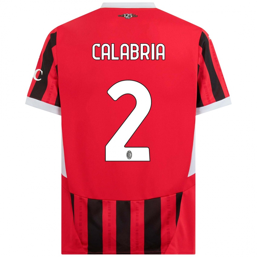 Férfi Davide Calabria #2 Piros Fekete Hazai Jersey 2024/25 Mez Póló Ing