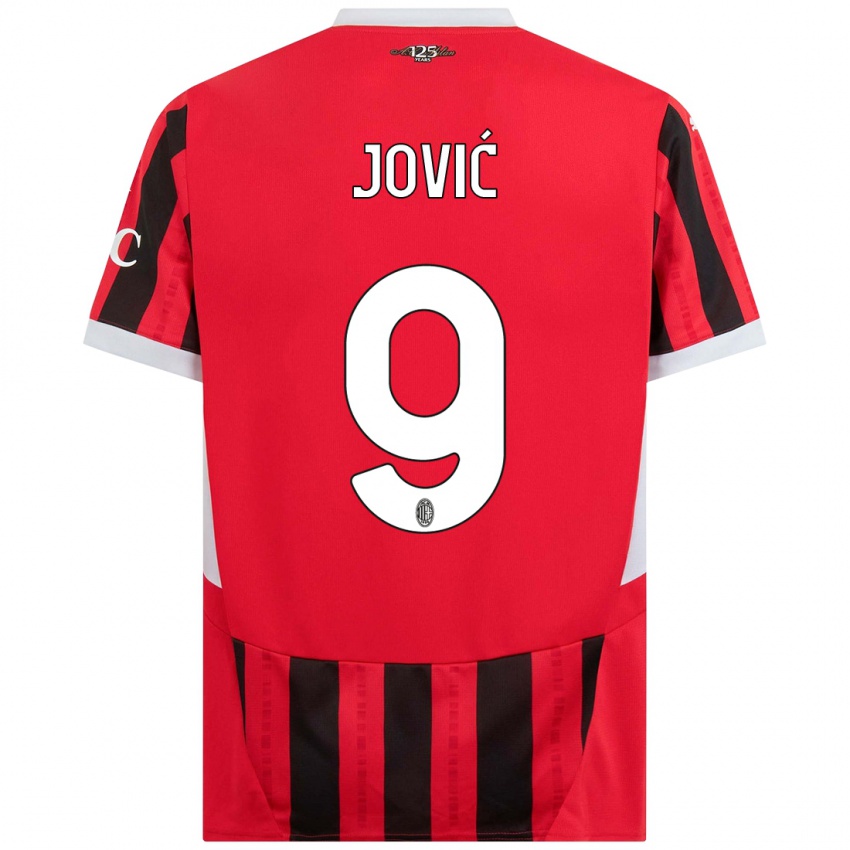 Férfi Luka Jovic #9 Piros Fekete Hazai Jersey 2024/25 Mez Póló Ing