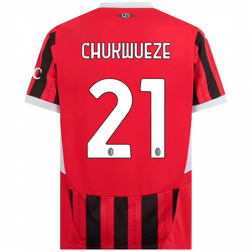 Férfi Samuel Chukwueze #21 Piros Fekete Hazai Jersey 2024/25 Mez Póló Ing