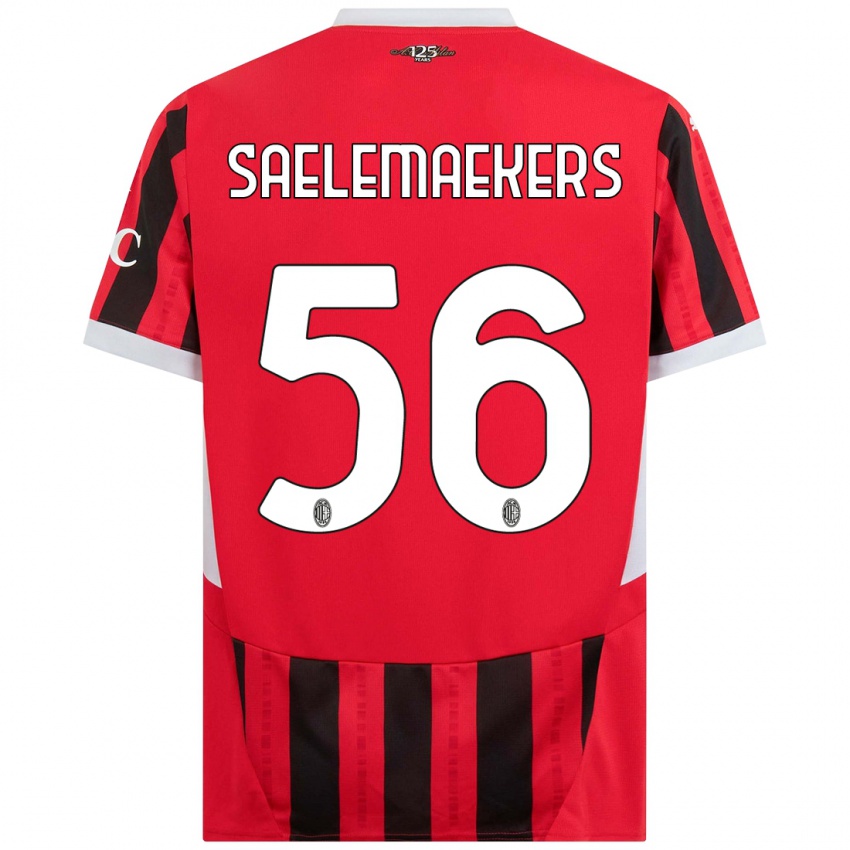 Férfi Alexis Saelemaekers #56 Piros Fekete Hazai Jersey 2024/25 Mez Póló Ing