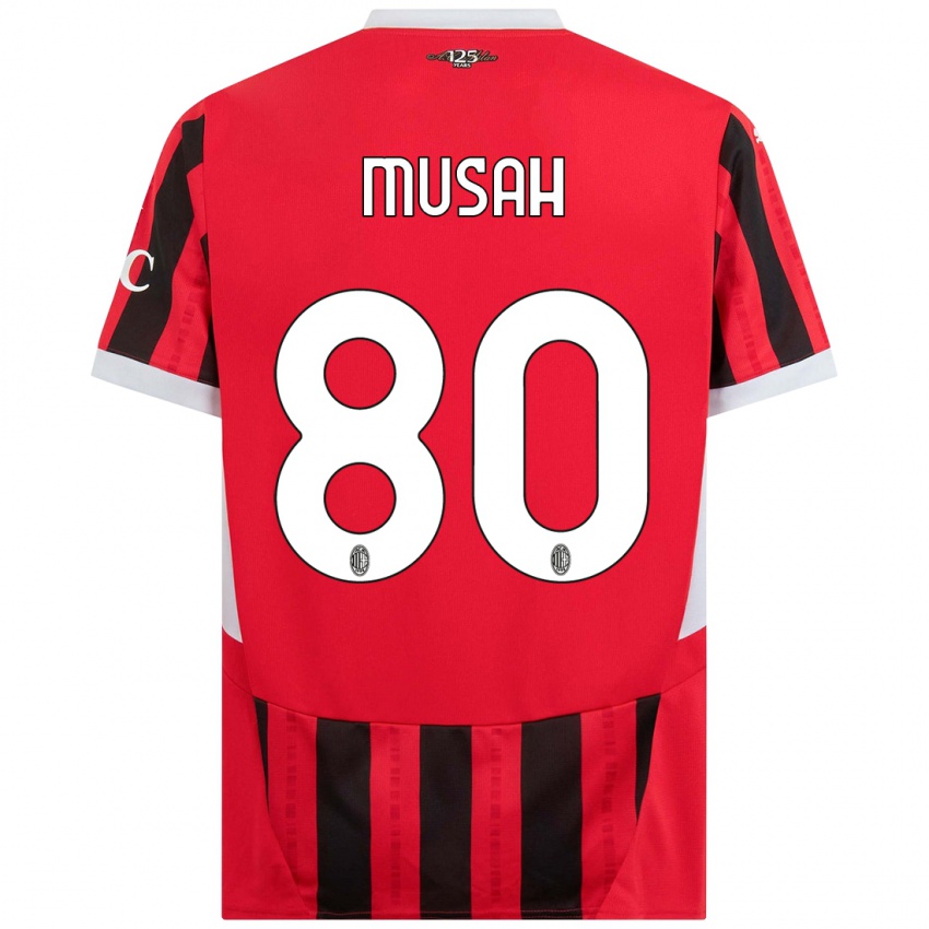 Férfi Yunus Musah #80 Piros Fekete Hazai Jersey 2024/25 Mez Póló Ing