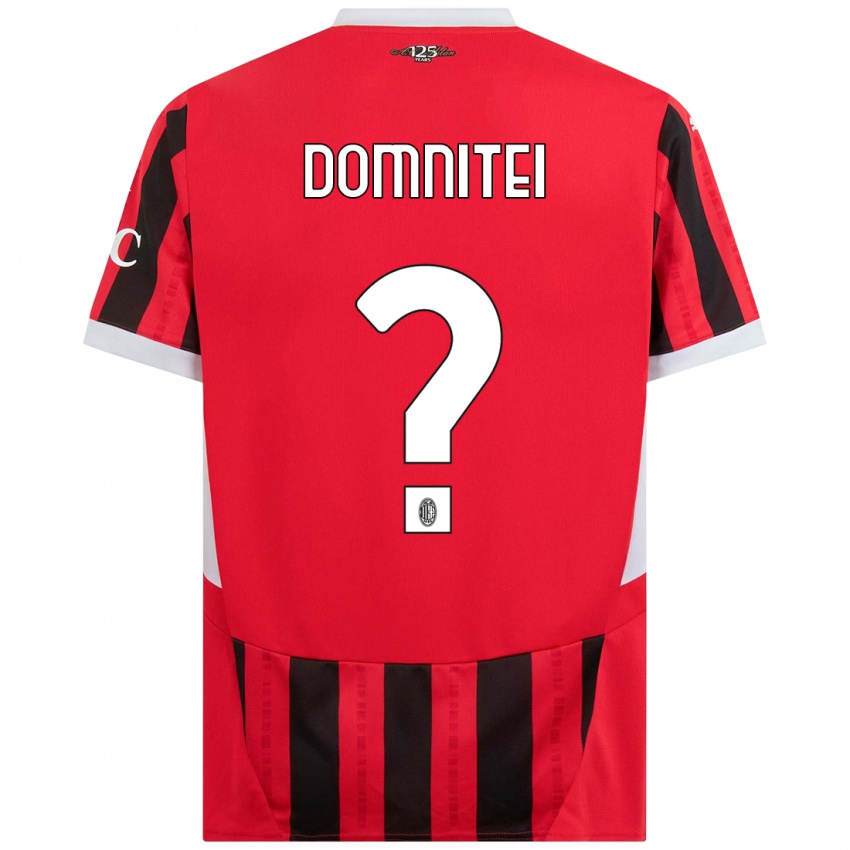 Férfi Francesco Domniței #0 Piros Fekete Hazai Jersey 2024/25 Mez Póló Ing