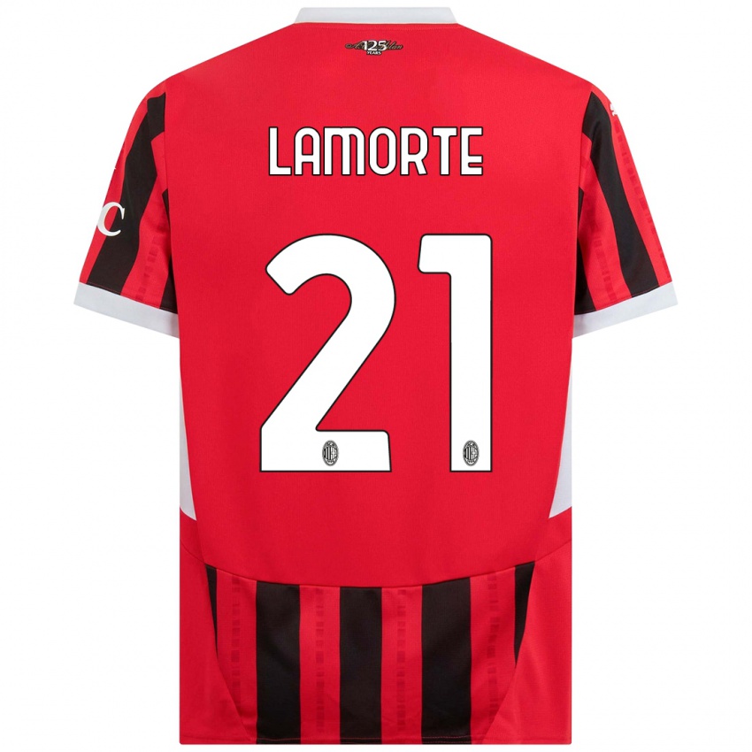 Férfi Alessandro Lamorte #21 Piros Fekete Hazai Jersey 2024/25 Mez Póló Ing