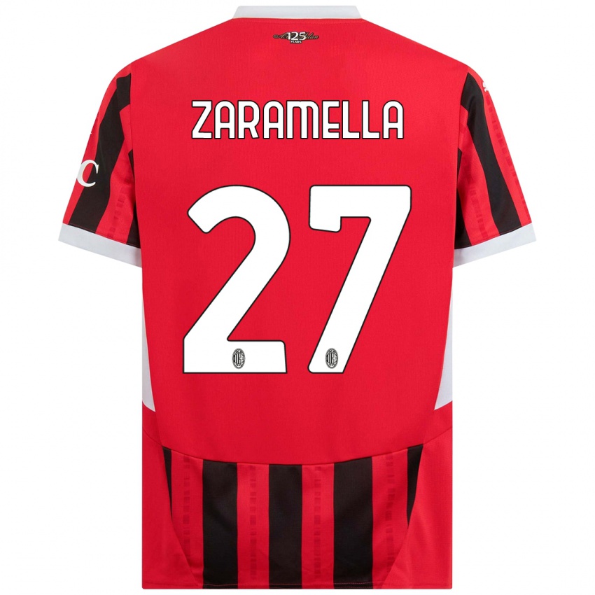 Férfi Mattia Zaramella #27 Piros Fekete Hazai Jersey 2024/25 Mez Póló Ing