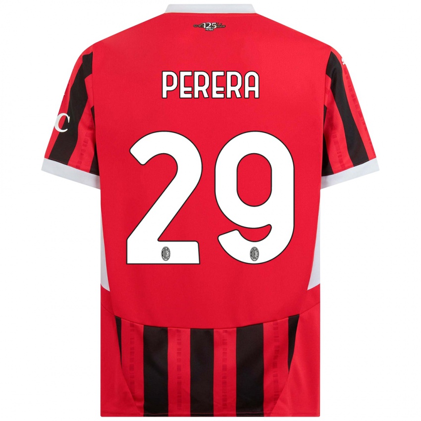 Férfi Nirash Perera #29 Piros Fekete Hazai Jersey 2024/25 Mez Póló Ing