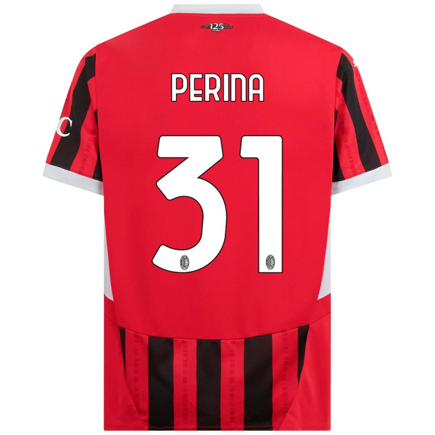 Férfi Gioele Perina #31 Piros Fekete Hazai Jersey 2024/25 Mez Póló Ing