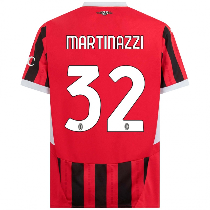 Férfi Luca Martinazzi #32 Piros Fekete Hazai Jersey 2024/25 Mez Póló Ing