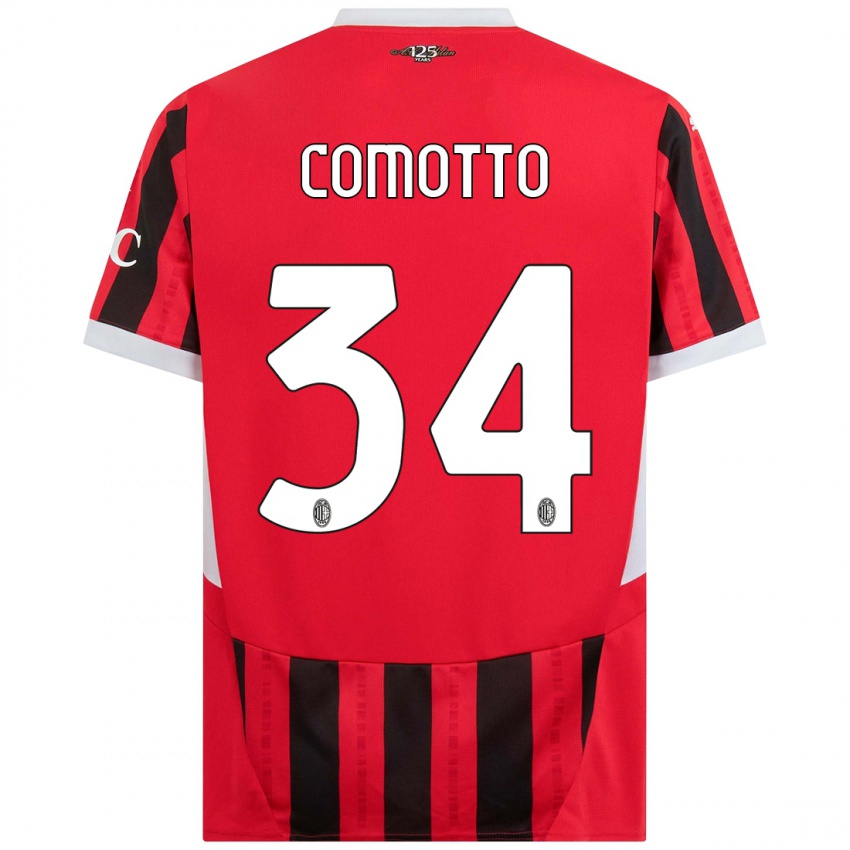 Férfi Christian Comotto #34 Piros Fekete Hazai Jersey 2024/25 Mez Póló Ing