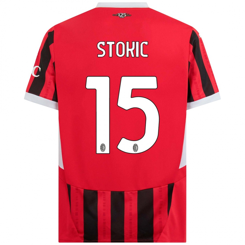 Férfi Sara Stokić #15 Piros Fekete Hazai Jersey 2024/25 Mez Póló Ing