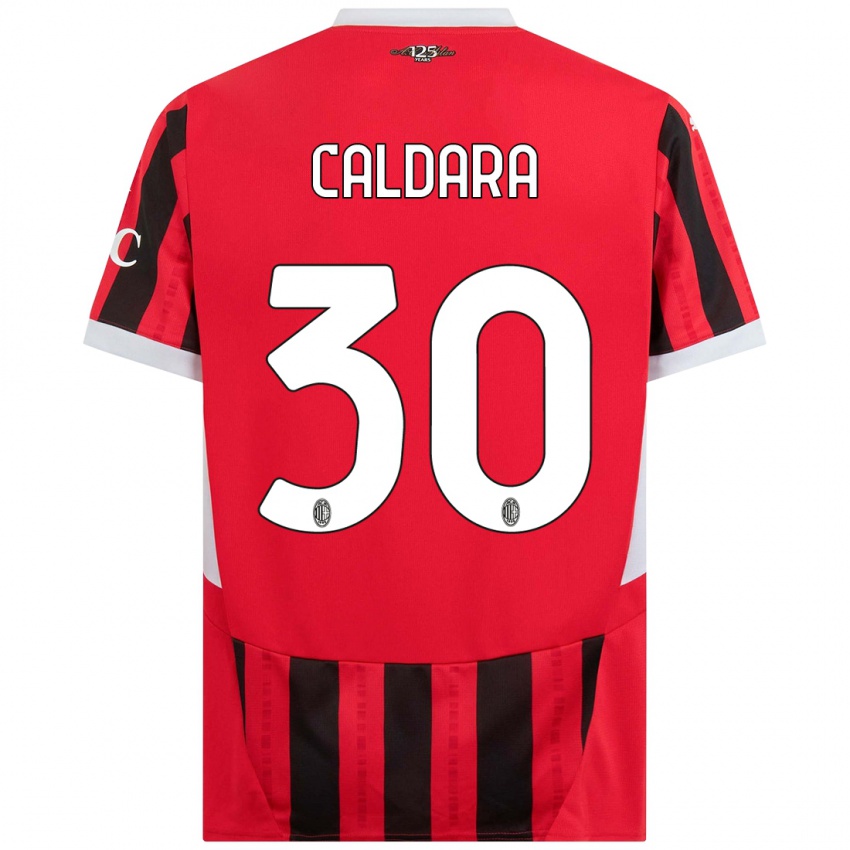 Férfi Mattia Caldara #30 Piros Fekete Hazai Jersey 2024/25 Mez Póló Ing