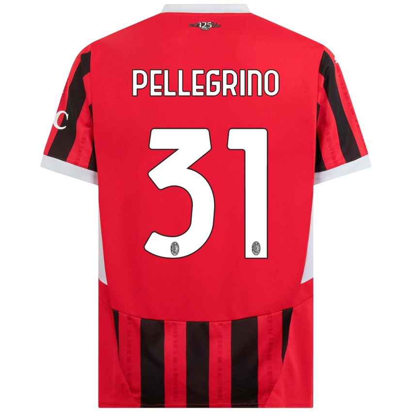 Férfi Marco Pellegrino #31 Piros Fekete Hazai Jersey 2024/25 Mez Póló Ing