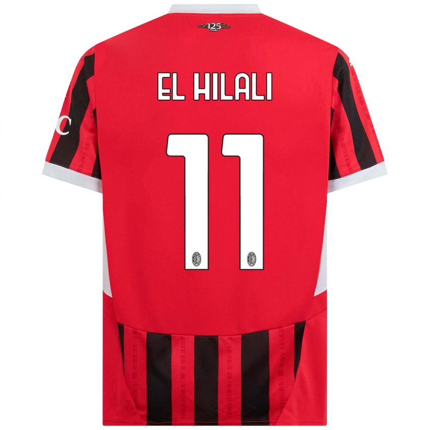 Férfi Youns El Hilali #11 Piros Fekete Hazai Jersey 2024/25 Mez Póló Ing