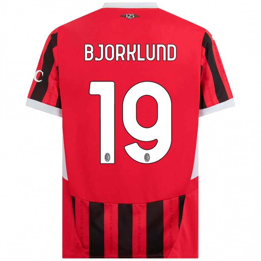 Férfi Lukas Bjorklund #19 Piros Fekete Hazai Jersey 2024/25 Mez Póló Ing