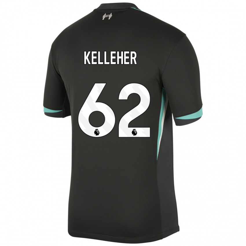 Férfi Caoimhin Kelleher #62 Fekete Antracit Fehér Idegenbeli Jersey 2024/25 Mez Póló Ing