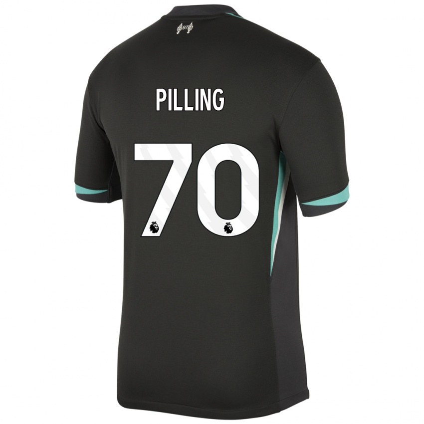 Férfi Tommy Pilling #70 Fekete Antracit Fehér Idegenbeli Jersey 2024/25 Mez Póló Ing