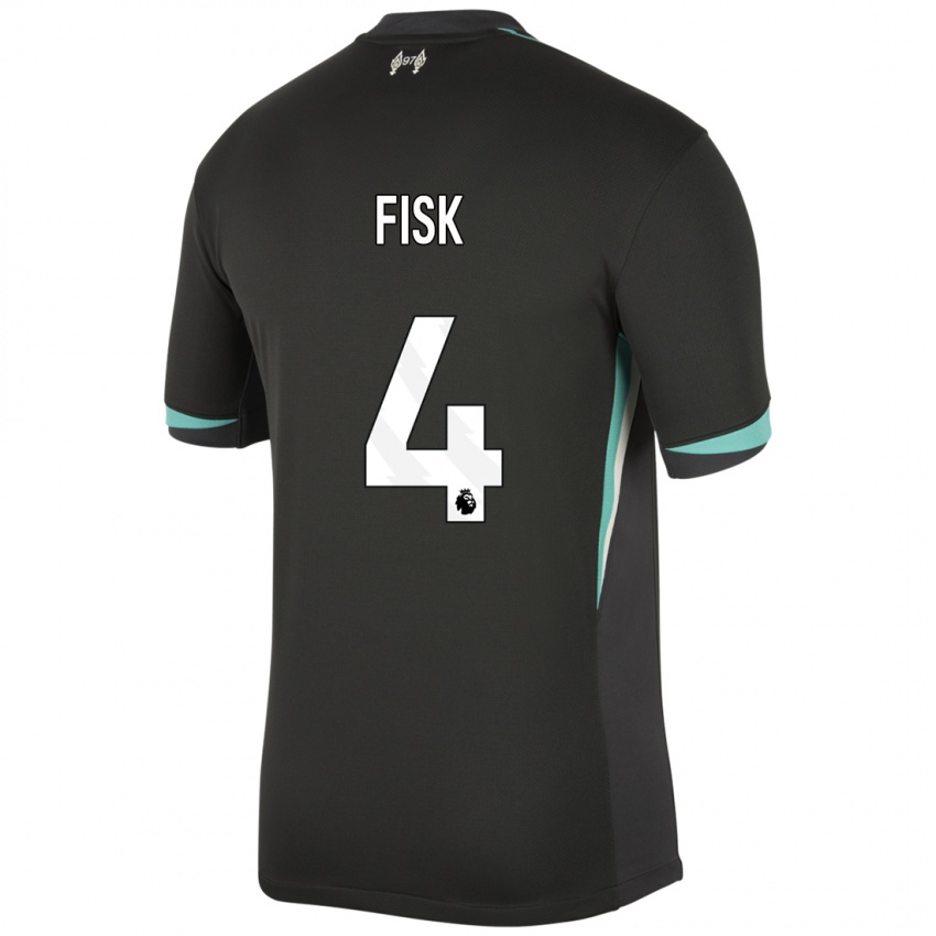 Férfi Grace Fisk #4 Fekete Antracit Fehér Idegenbeli Jersey 2024/25 Mez Póló Ing