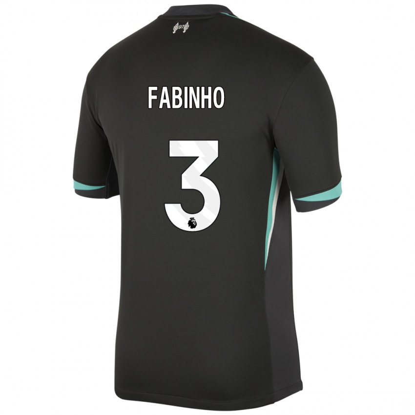 Férfi Fabinho #3 Fekete Antracit Fehér Idegenbeli Jersey 2024/25 Mez Póló Ing