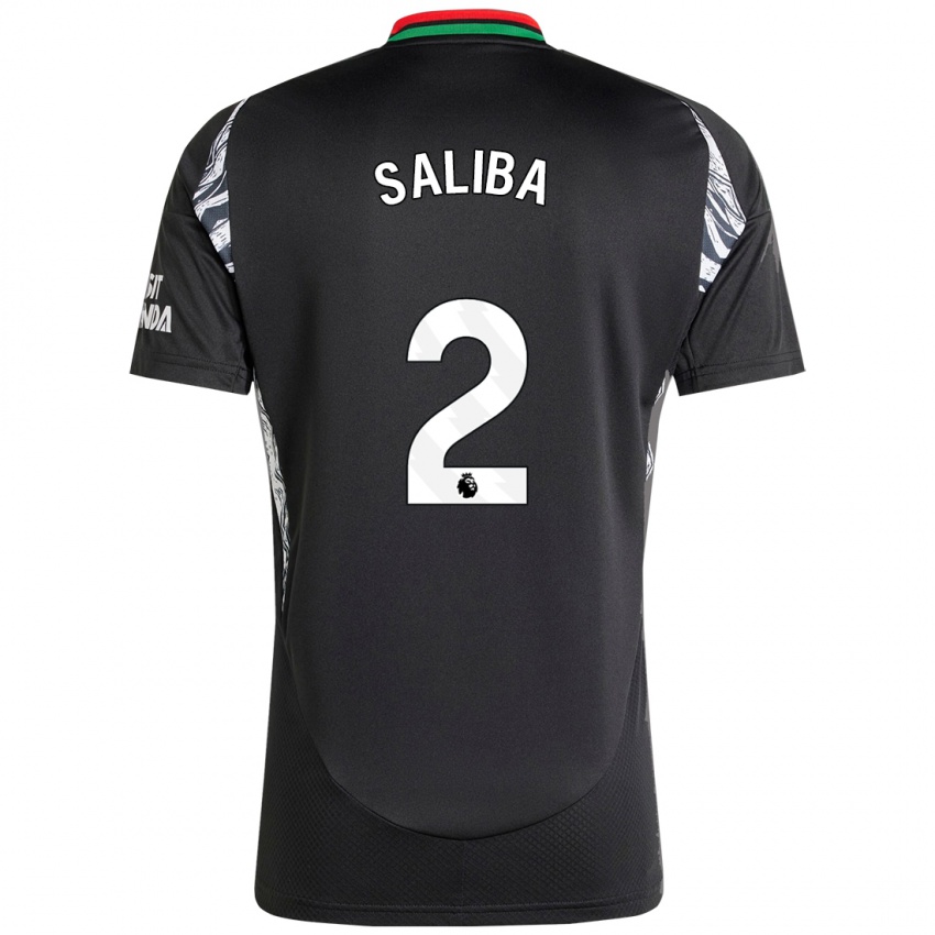 Férfi William Saliba #2 Fekete Idegenbeli Jersey 2024/25 Mez Póló Ing