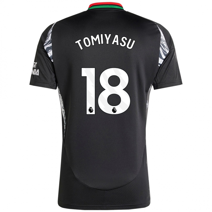 Férfi Takehiro Tomiyasu #18 Fekete Idegenbeli Jersey 2024/25 Mez Póló Ing