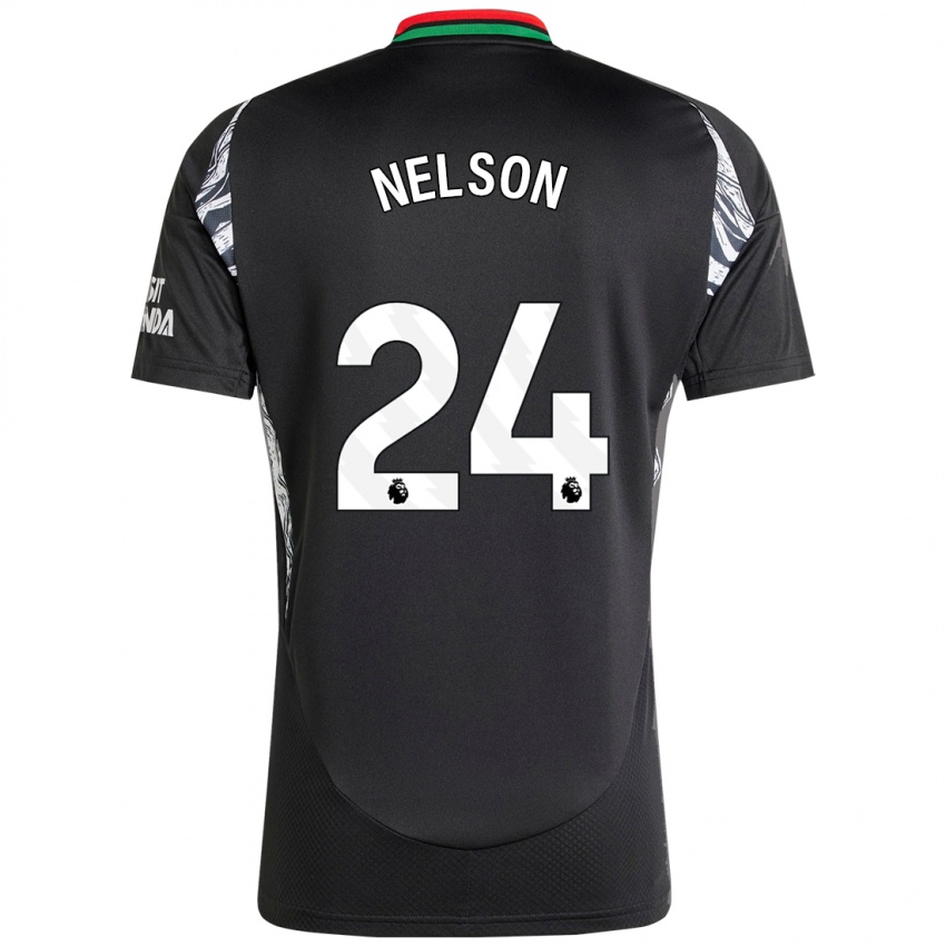 Férfi Reiss Nelson #24 Fekete Idegenbeli Jersey 2024/25 Mez Póló Ing