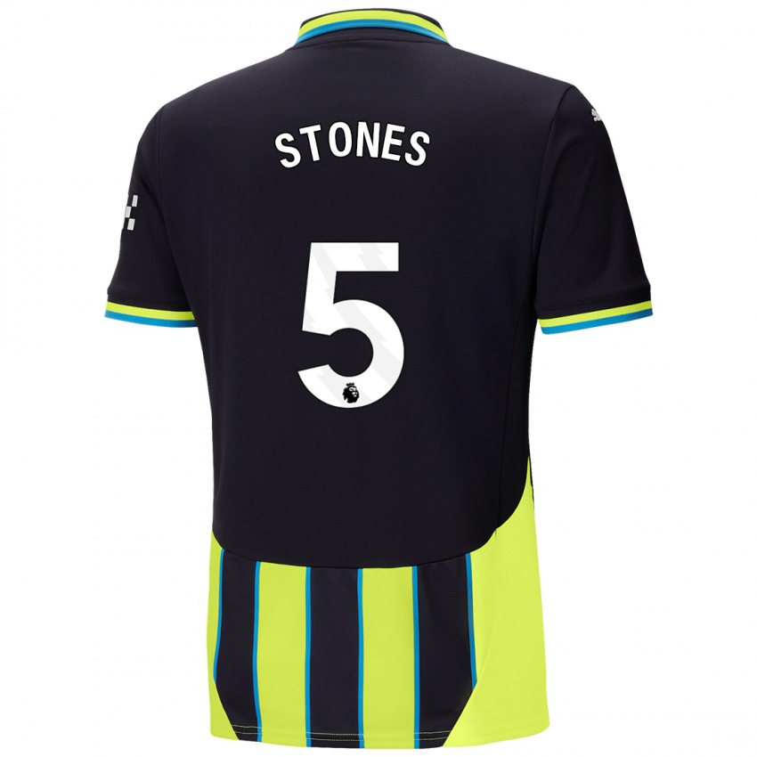 Férfi John Stones #5 Kék Sárga Idegenbeli Jersey 2024/25 Mez Póló Ing