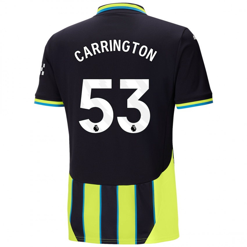 Férfi Ezra Carrington #53 Kék Sárga Idegenbeli Jersey 2024/25 Mez Póló Ing