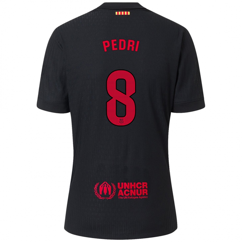 Férfi Pedri #8 Fekete Piros Idegenbeli Jersey 2024/25 Mez Póló Ing