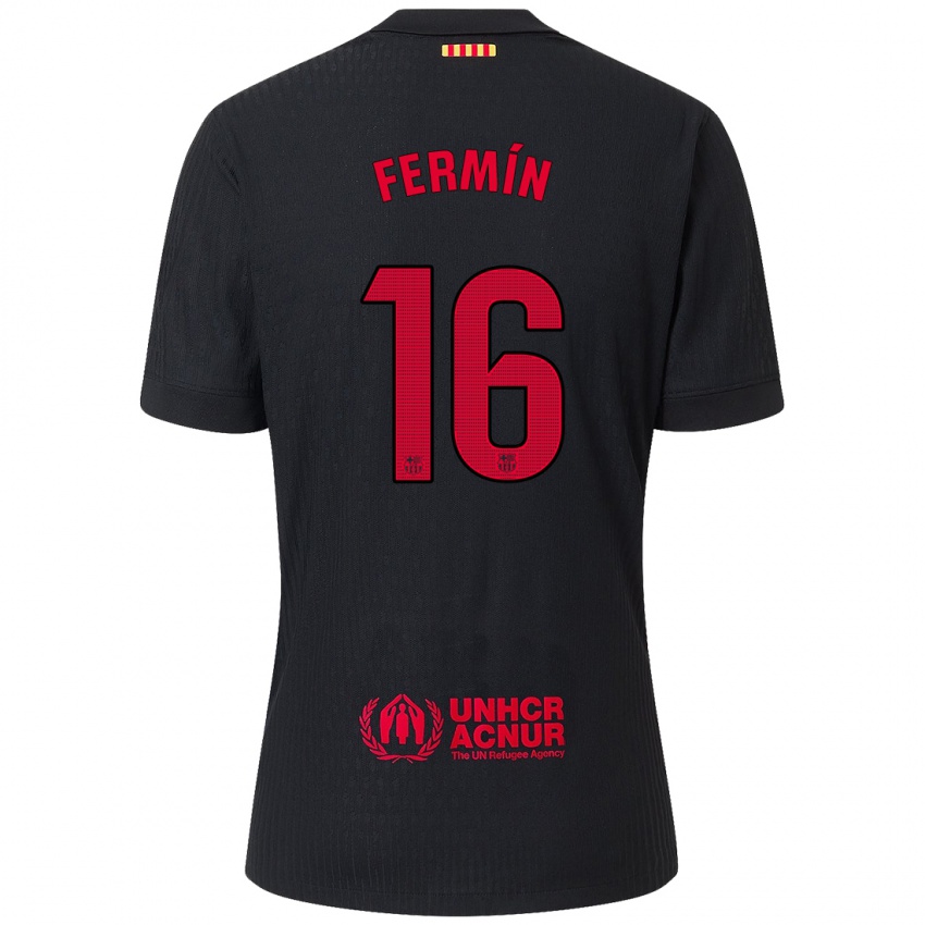 Férfi Fermin Lopez #16 Fekete Piros Idegenbeli Jersey 2024/25 Mez Póló Ing