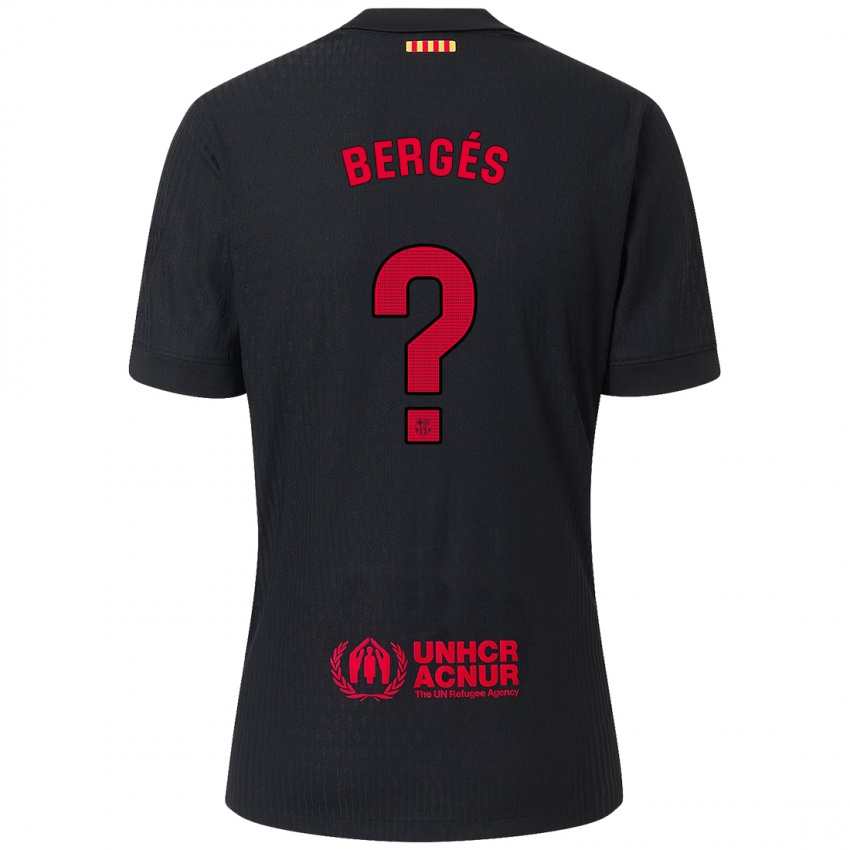 Férfi Pau Bergés #0 Fekete Piros Idegenbeli Jersey 2024/25 Mez Póló Ing