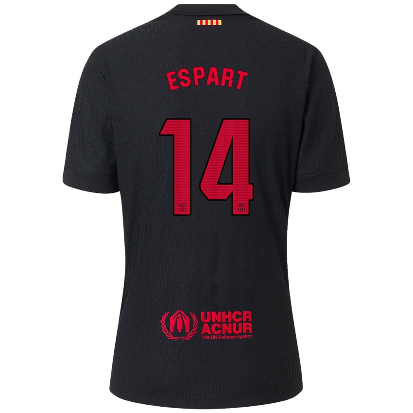 Férfi Xavi Espart #14 Fekete Piros Idegenbeli Jersey 2024/25 Mez Póló Ing